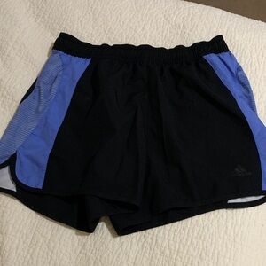 adidas Black Athletic Shorts with Blue Side Panels